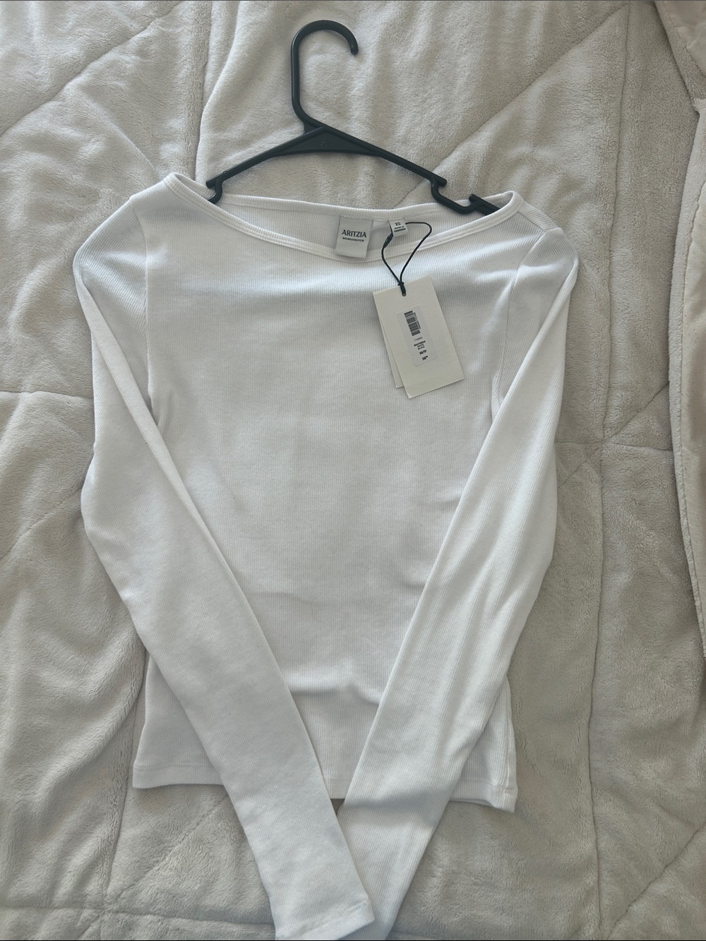 Aritzia White Long Sleeve Boatneck Top - Minimal Silhouette